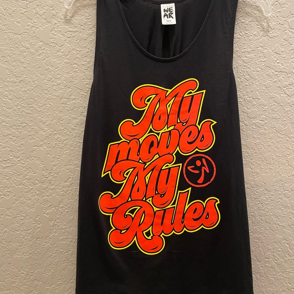 Zumba Wear “My Moves My Rules” Open Back Tank Top - Bold Black